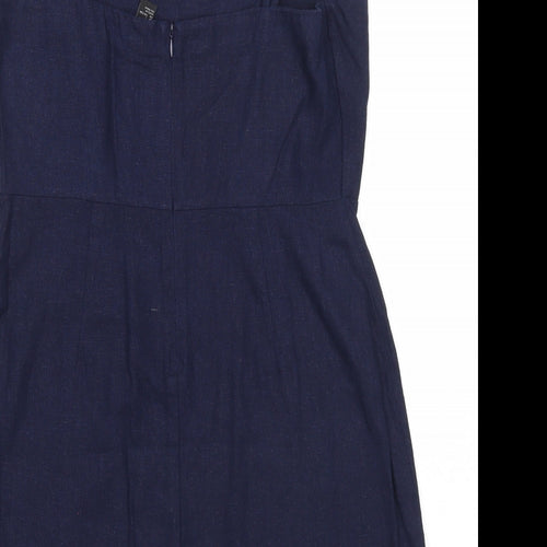 FOREVER 21 Womens Blue Linen Slip Dress Size L Sweetheart Zip