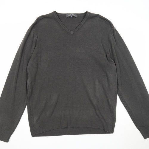 Marks and Spencer Mens Grey V-Neck Acrylic Pullover Jumper Size L Long Sleeve