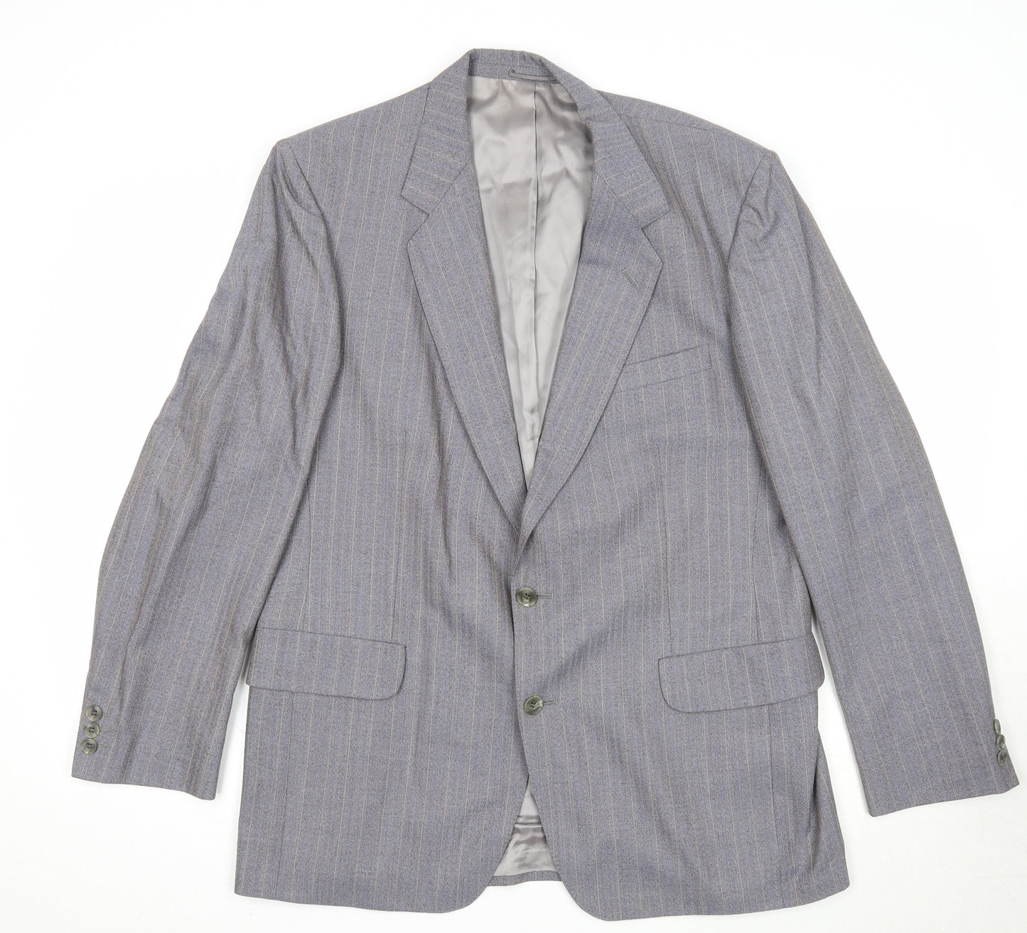John Lewis Mens Grey Striped Wool Jacket Suit Jacket Size 42 Regular