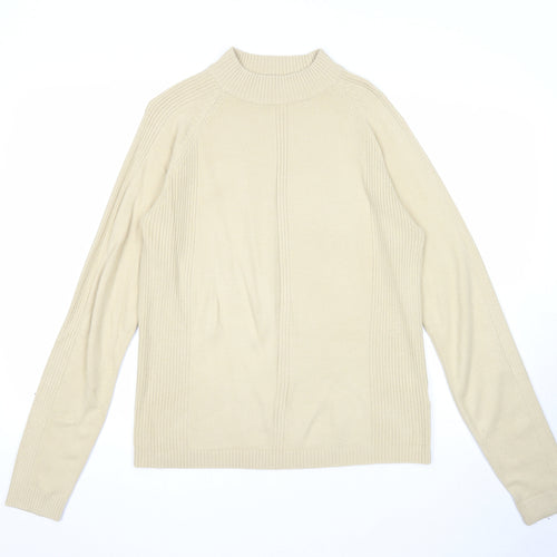 Ann Marie Womens Beige Round Neck Acrylic Pullover Jumper Size M