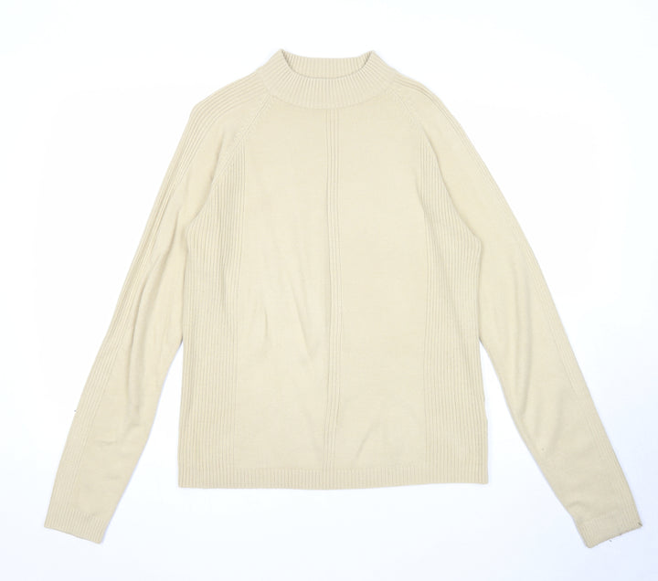 Ann Marie Womens Beige Round Neck Acrylic Pullover Jumper Size M