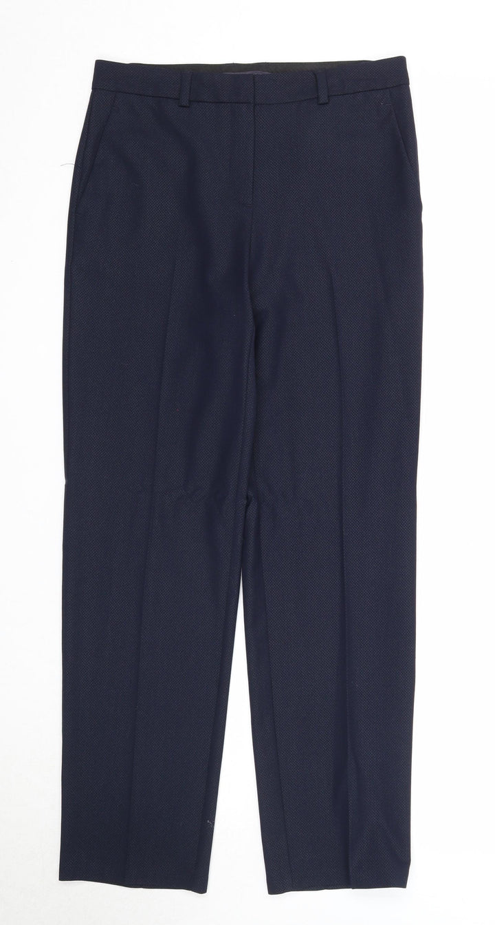Marks and Spencer Womens Blue Polyester Trousers Size 10 Regular Zip