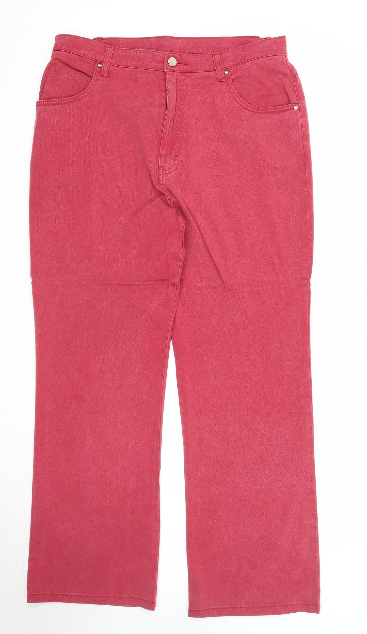 Marks and Spencer Womens Pink Lyocell Trousers Size 16 Regular Zip
