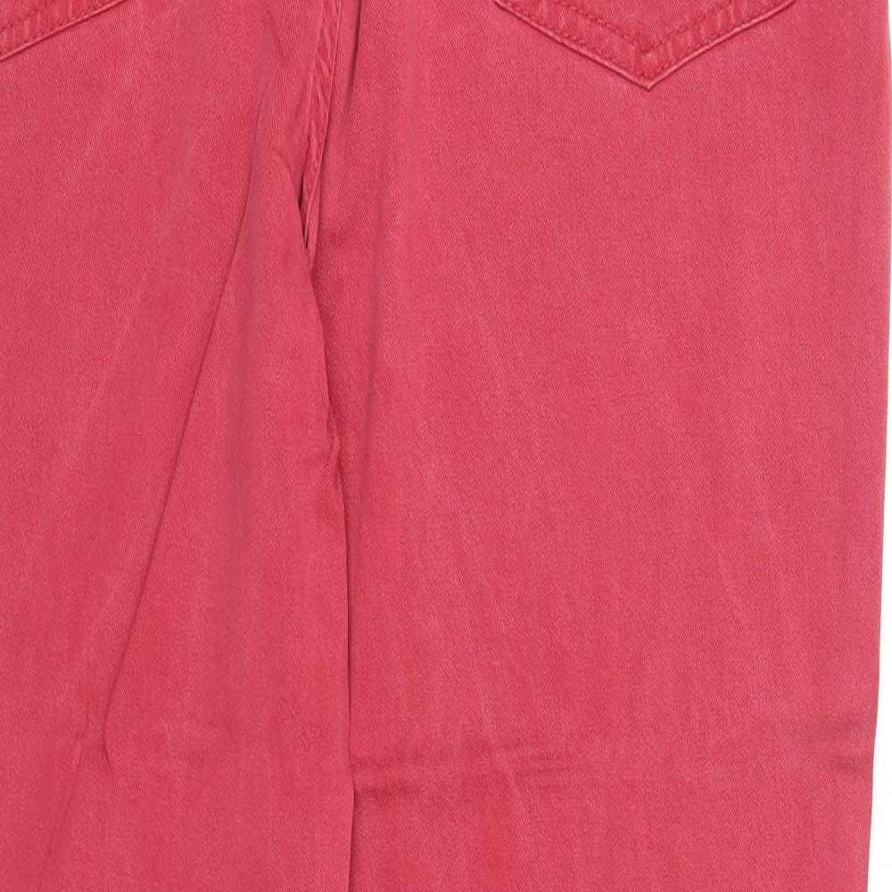 Marks and Spencer Womens Pink Lyocell Trousers Size 16 Regular Zip