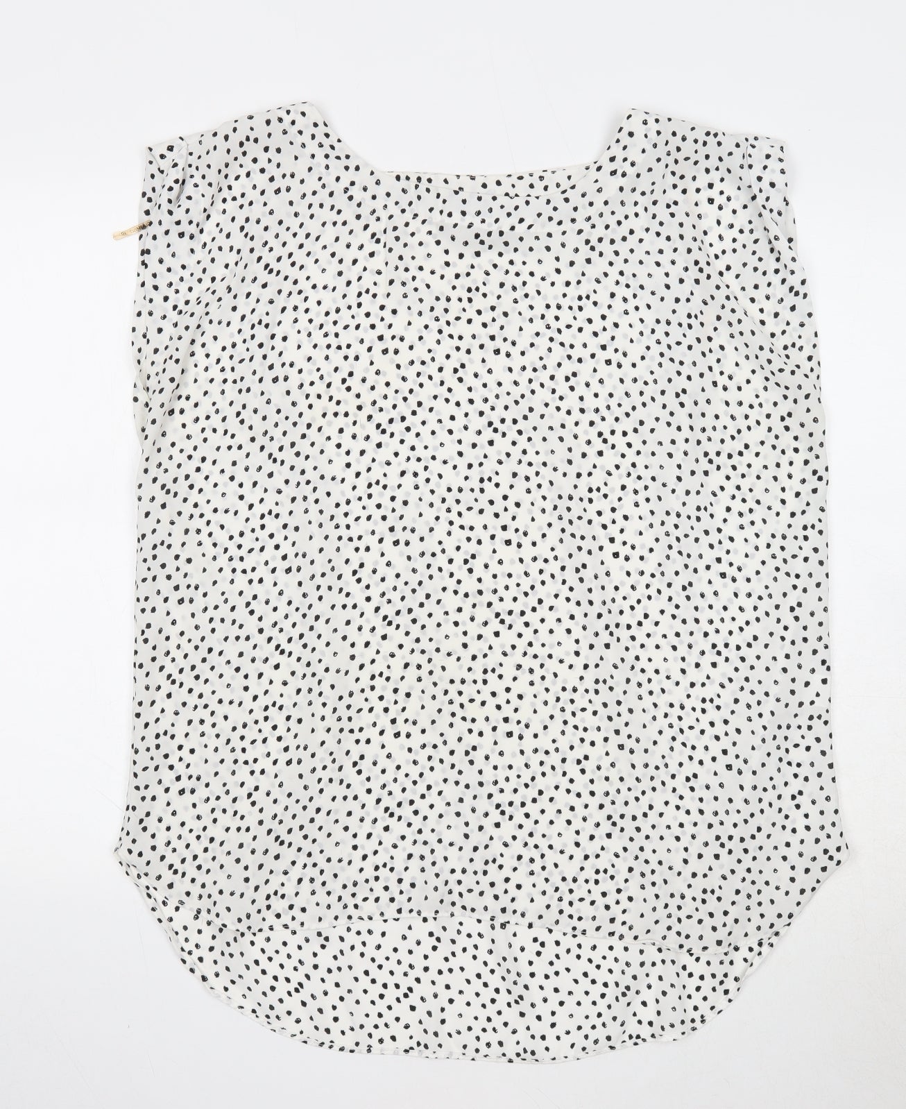 Glassons Womens White Polka Dot Polyester Basic Tank Size 14 Round Neck