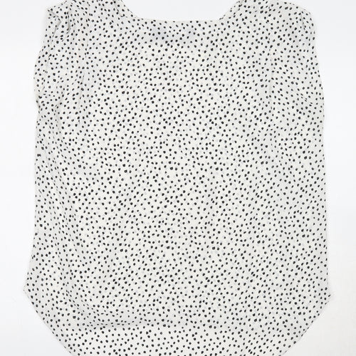 Glassons Womens White Polka Dot Polyester Basic Tank Size 14 Round Neck