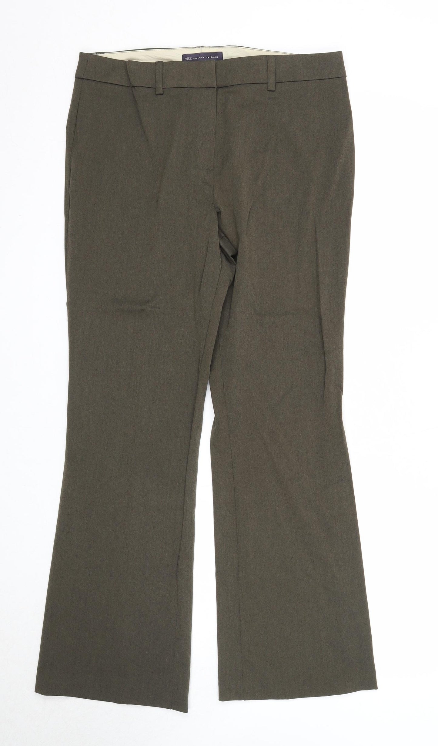 Marks and Spencer Womens Brown Polyester Dress Pants Trousers Size 12 Regular Zip