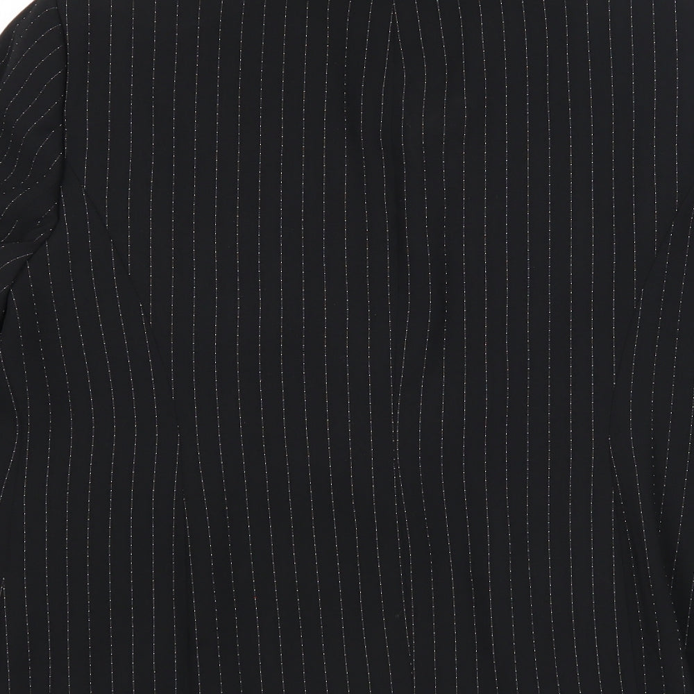 Ann Harvey Womens Black Striped Polyester Jacket Suit Jacket Size 16