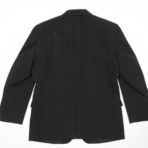 Lakeline Mens Black Striped Polyester Jacket Suit Jacket Size 44 Regular