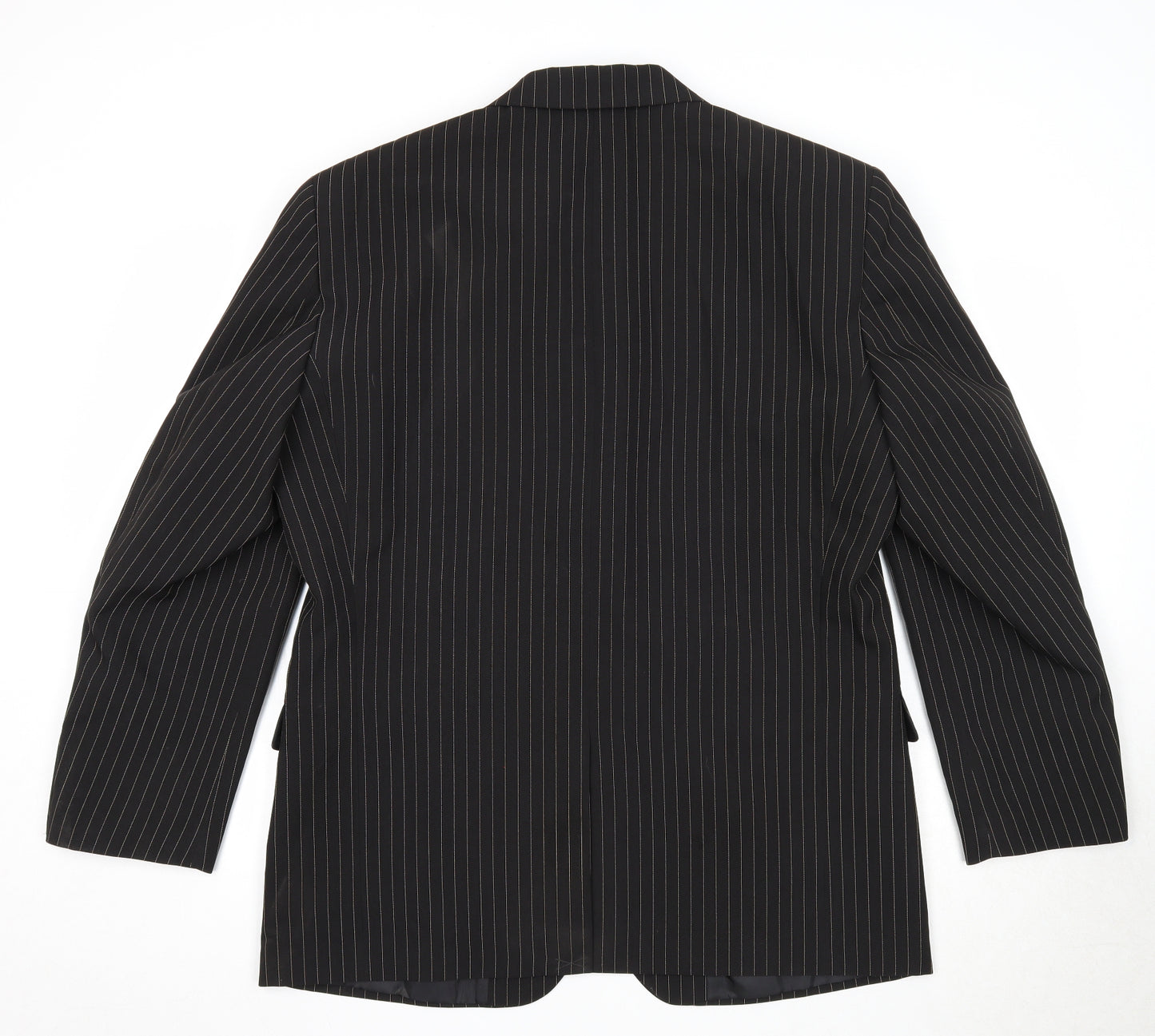 Lakeline Mens Black Striped Polyester Jacket Suit Jacket Size 44 Regular