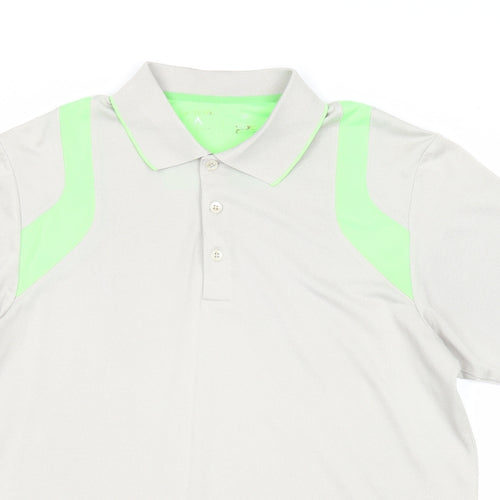 Antigua Mens Grey Polyester Polo Size M Collared Button