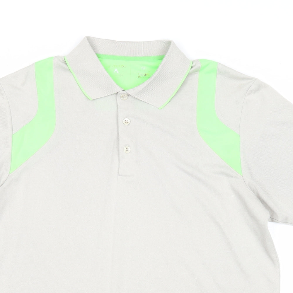 Antigua Mens Grey Polyester Polo Size M Collared Button