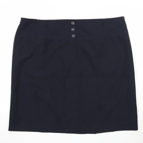 Agenda Womens Blue Polyester A-Line Skirt Size 26 Button