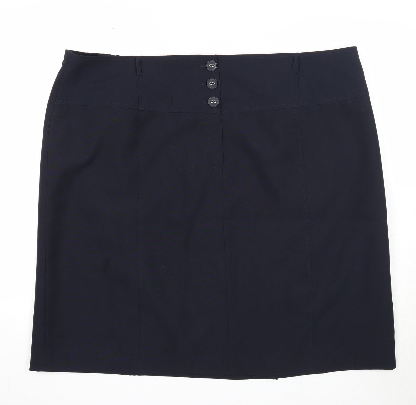 Agenda Womens Blue Polyester A-Line Skirt Size 26 Button
