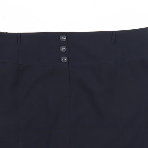 Agenda Womens Blue Polyester A-Line Skirt Size 26 Button