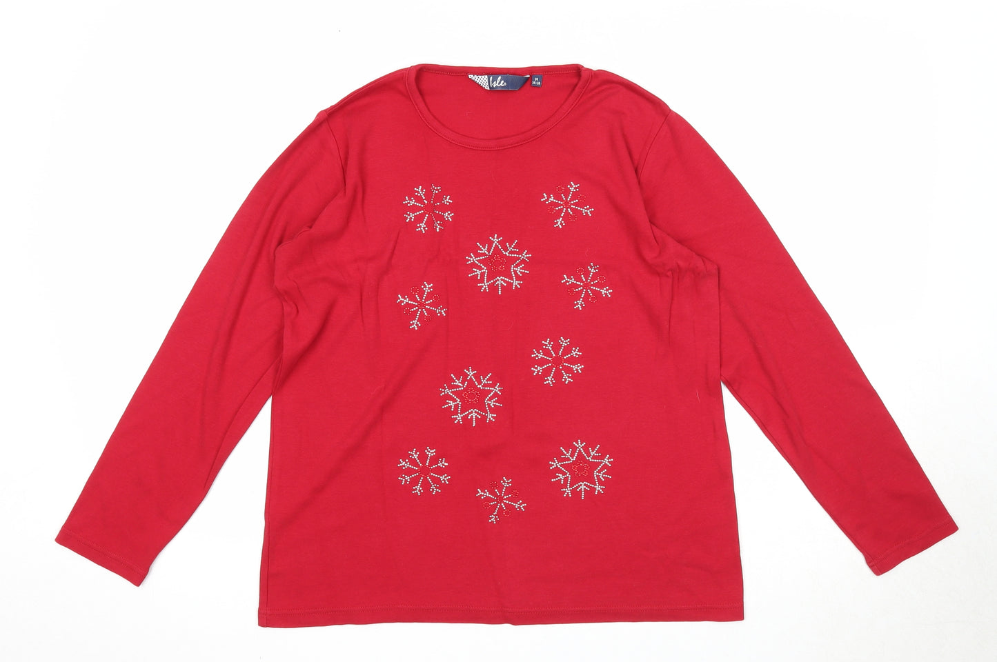 EWM Womens Red Cotton Basic T-Shirt Size 14 Round Neck - Size 14-16