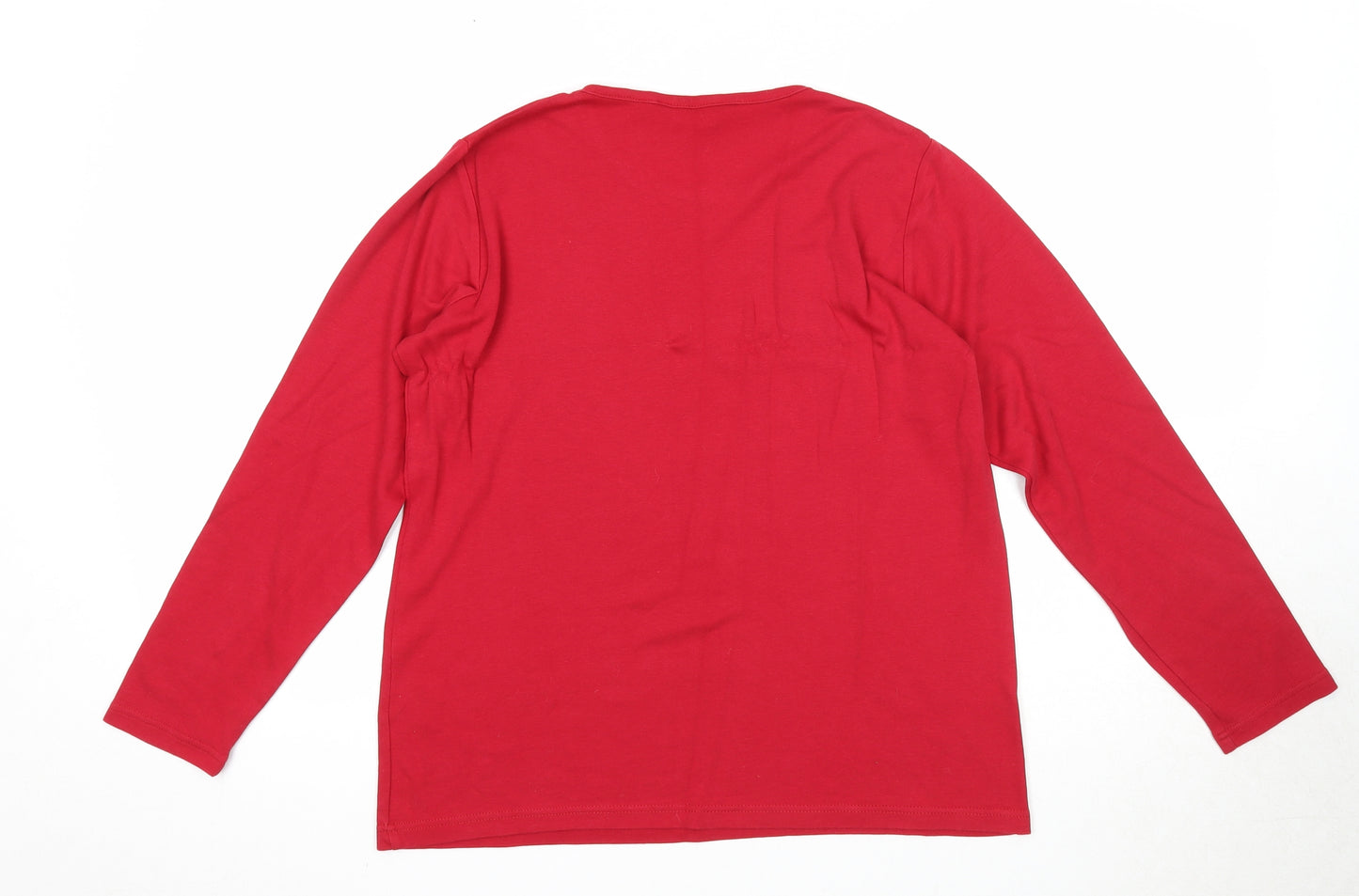 EWM Womens Red Cotton Basic T-Shirt Size 14 Round Neck - Size 14-16