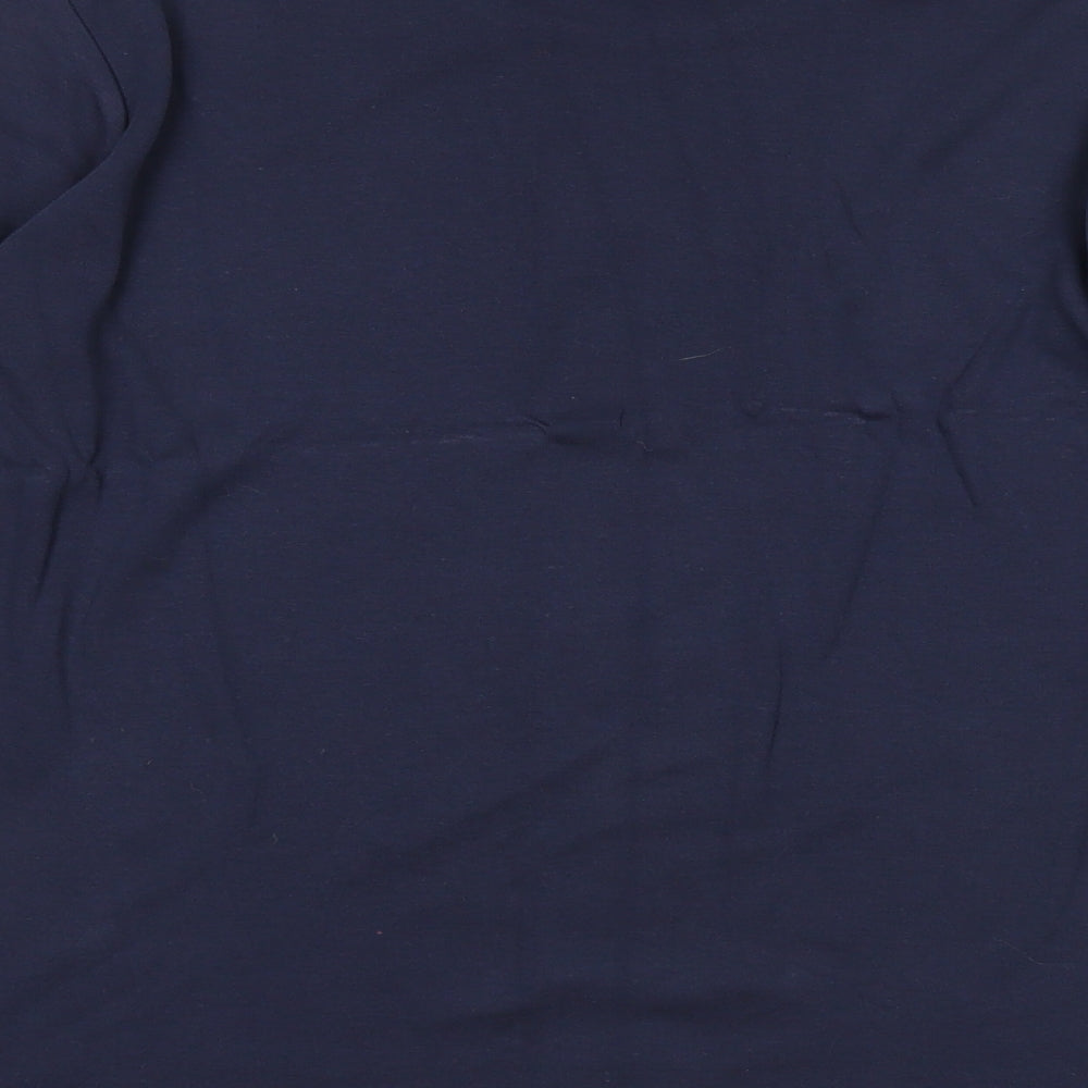 EWM Womens Blue Herringbone Cotton Basic T-Shirt Size 14 Round Neck - Size 14-16, Star Print