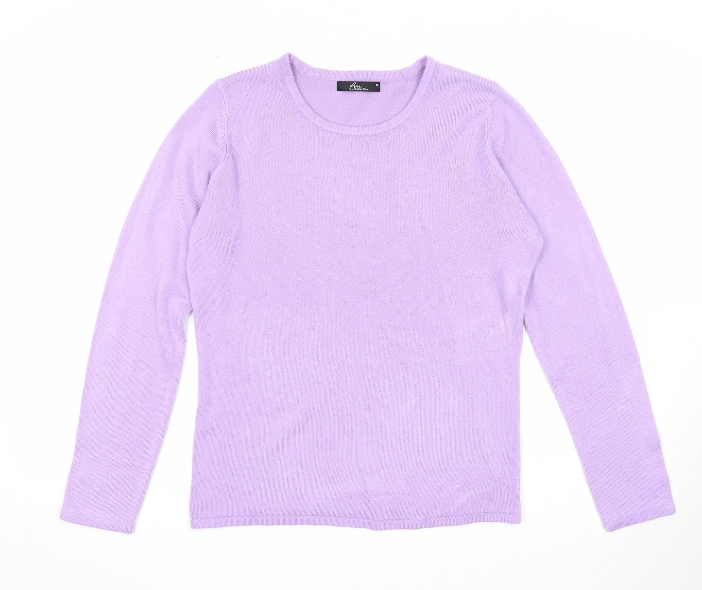 Bonmarché Womens Purple Round Neck Acrylic Pullover Jumper Size XS
