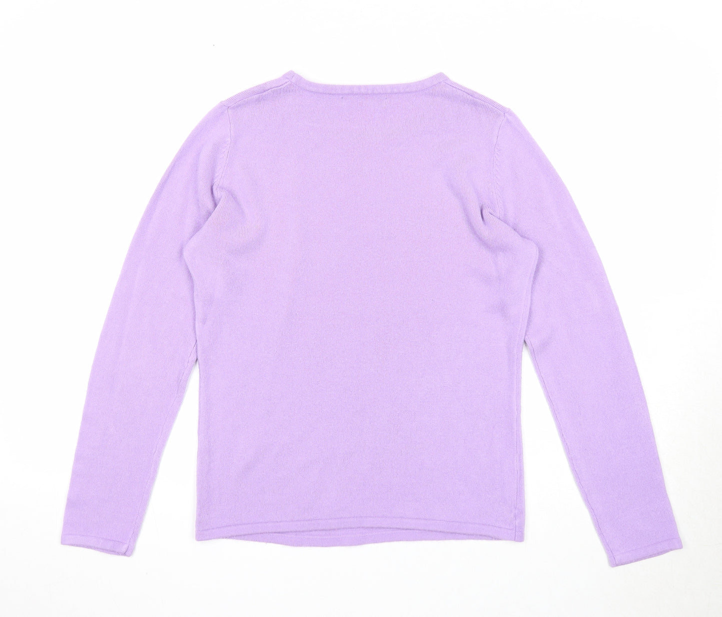 Bonmarché Womens Purple Round Neck Acrylic Pullover Jumper Size XS