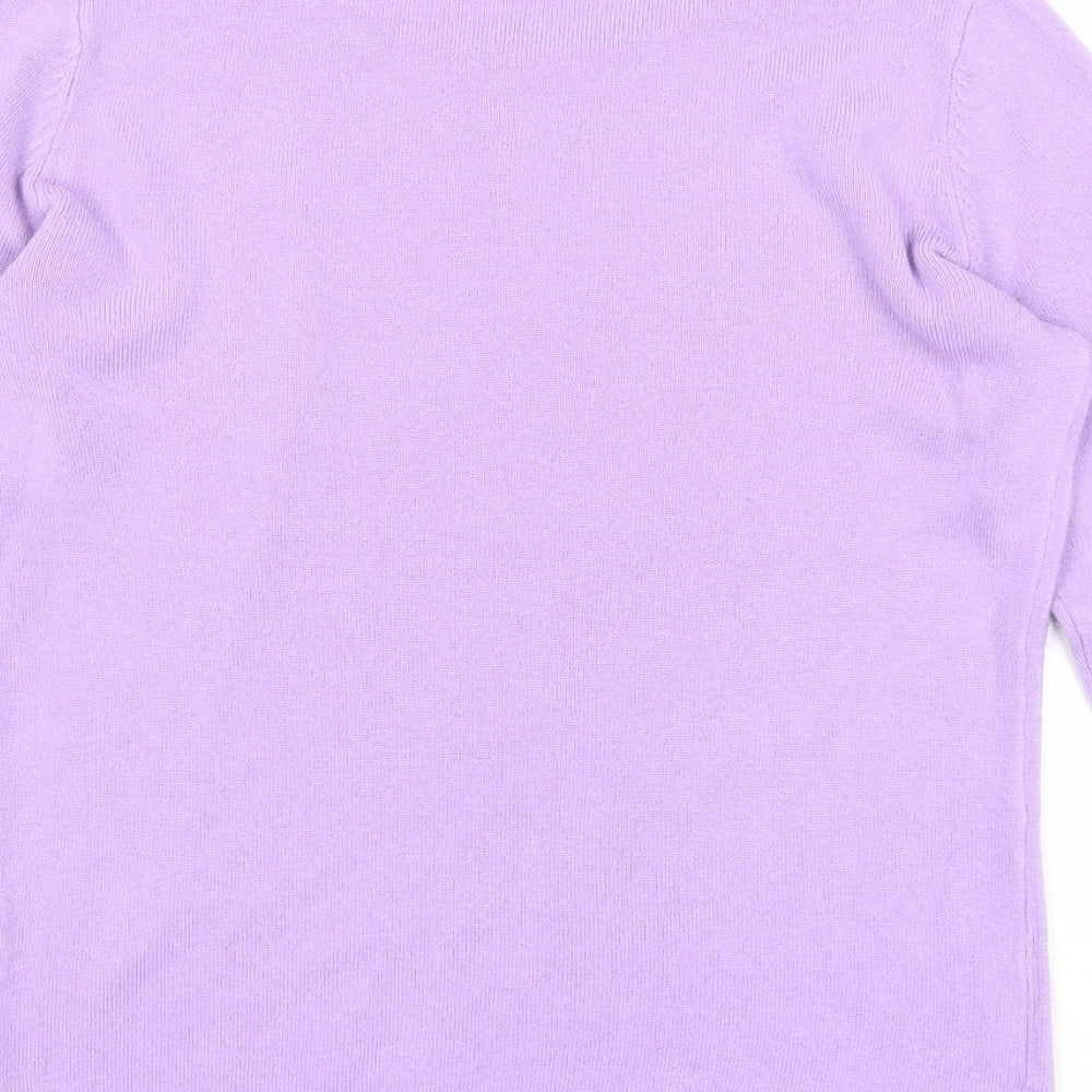Bonmarché Womens Purple Round Neck Acrylic Pullover Jumper Size XS