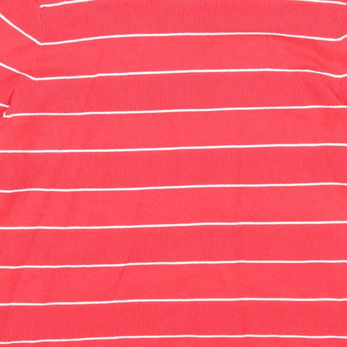 Bonmarché Womens Red Round Neck Striped Cotton Cardigan Jumper Size M