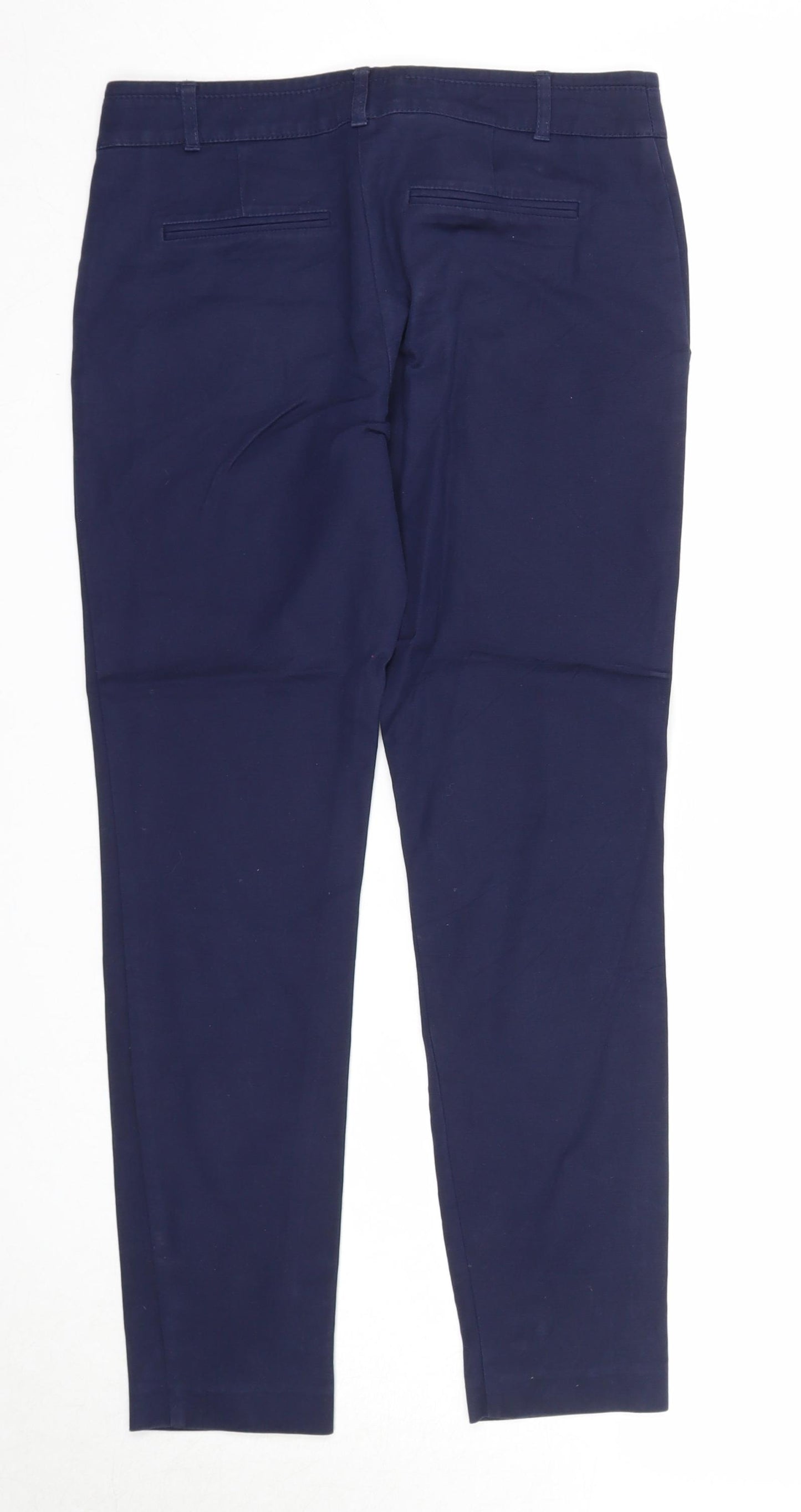 NEXT Womens Blue Cotton Chino Trousers Size 6 Regular Zip
