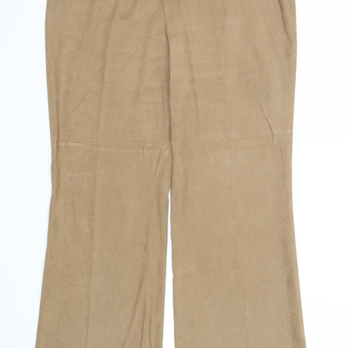 NEXT Womens Beige Polyester Trousers Size 14 Regular Zip