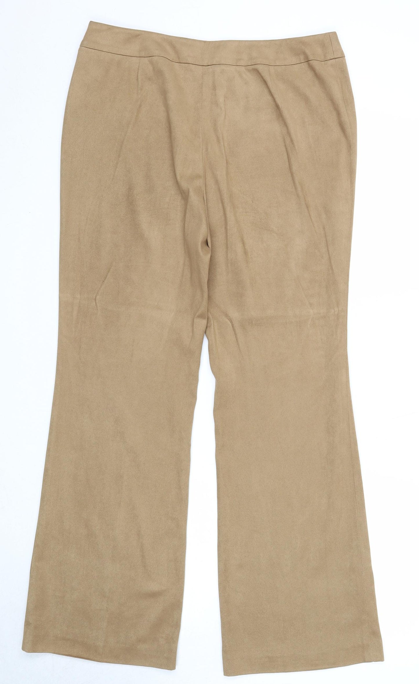 NEXT Womens Beige Polyester Trousers Size 14 Regular Zip