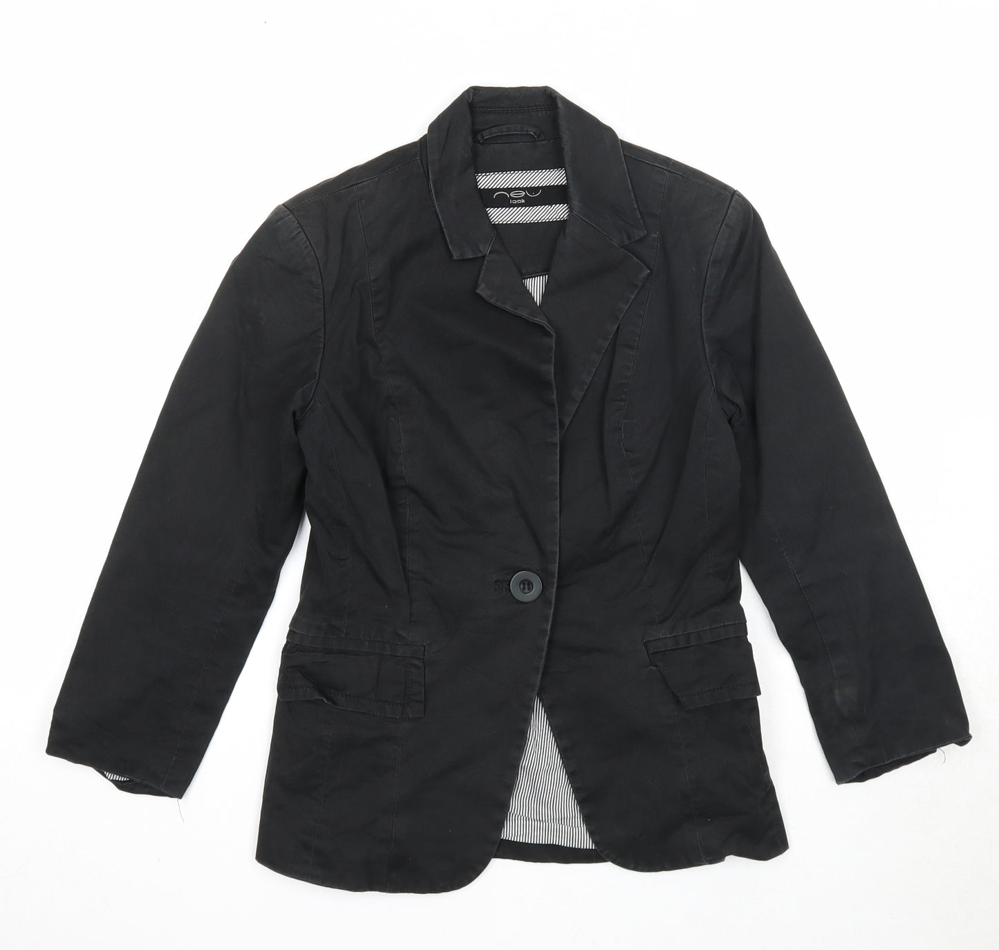 New Look Womens Black Jacket Blazer Size 8 Button