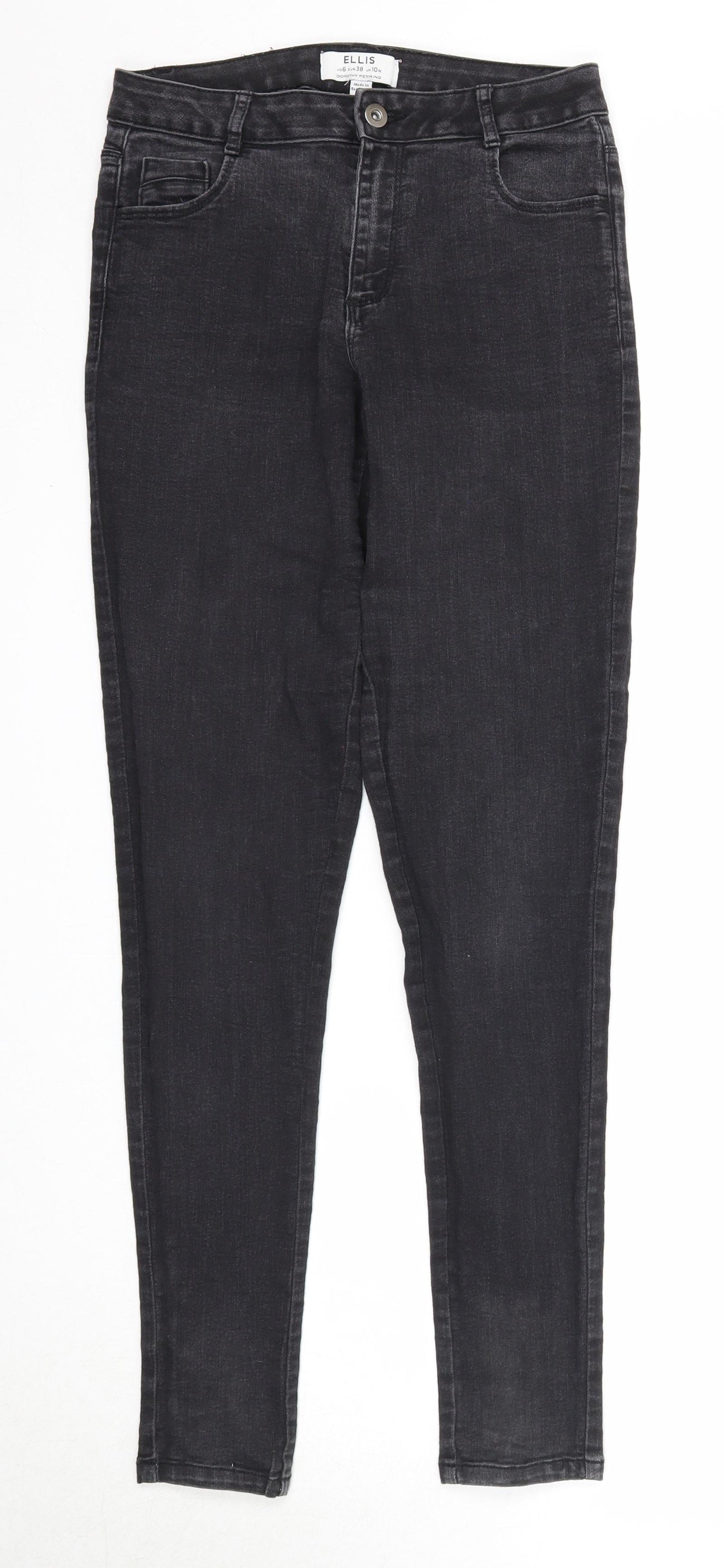 Dorothy Perkins Womens Black Cotton Skinny Jeans Size 10 Regular Zip
