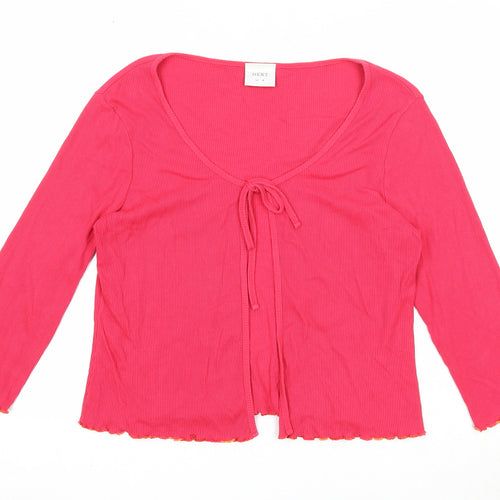 NEXT Womens Pink Scoop Neck Cotton Cardigan Jumper Size 16