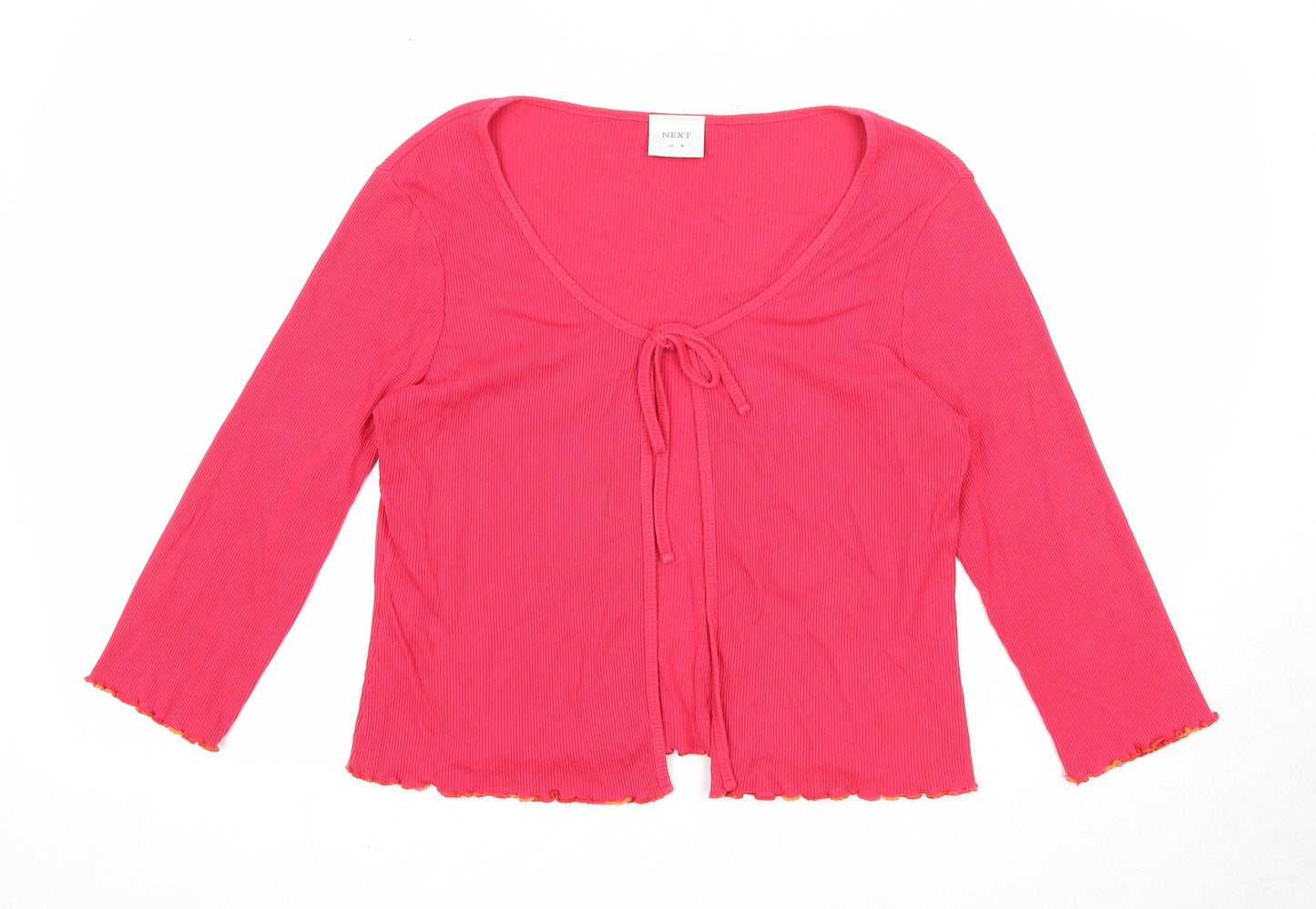 NEXT Womens Pink Scoop Neck Cotton Cardigan Jumper Size 16