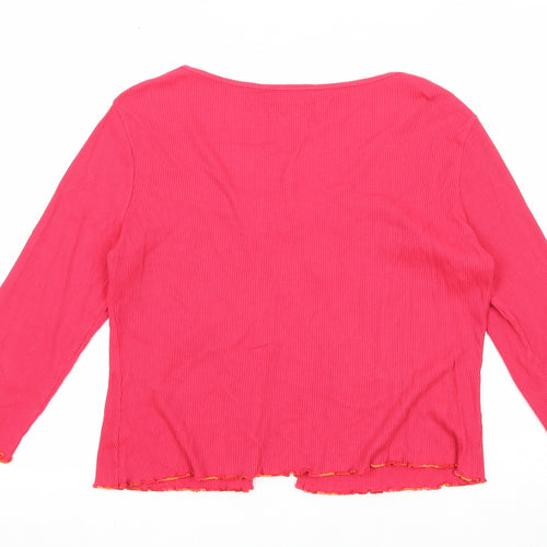 NEXT Womens Pink Scoop Neck Cotton Cardigan Jumper Size 16