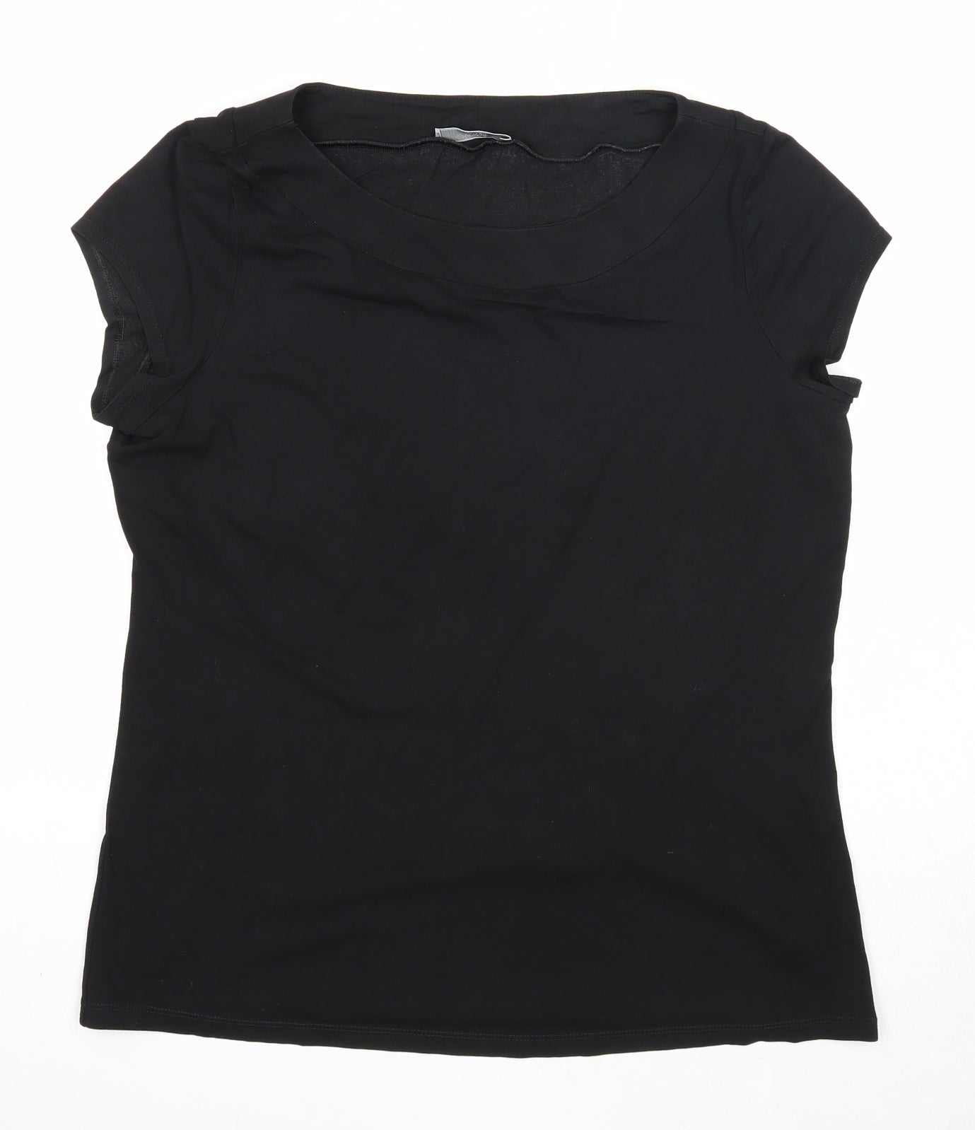 Marks and Spencer Womens Black Cotton Basic T-Shirt Size 14 Round Neck