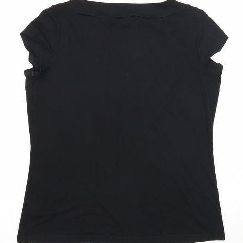 Marks and Spencer Womens Black Cotton Basic T-Shirt Size 14 Round Neck