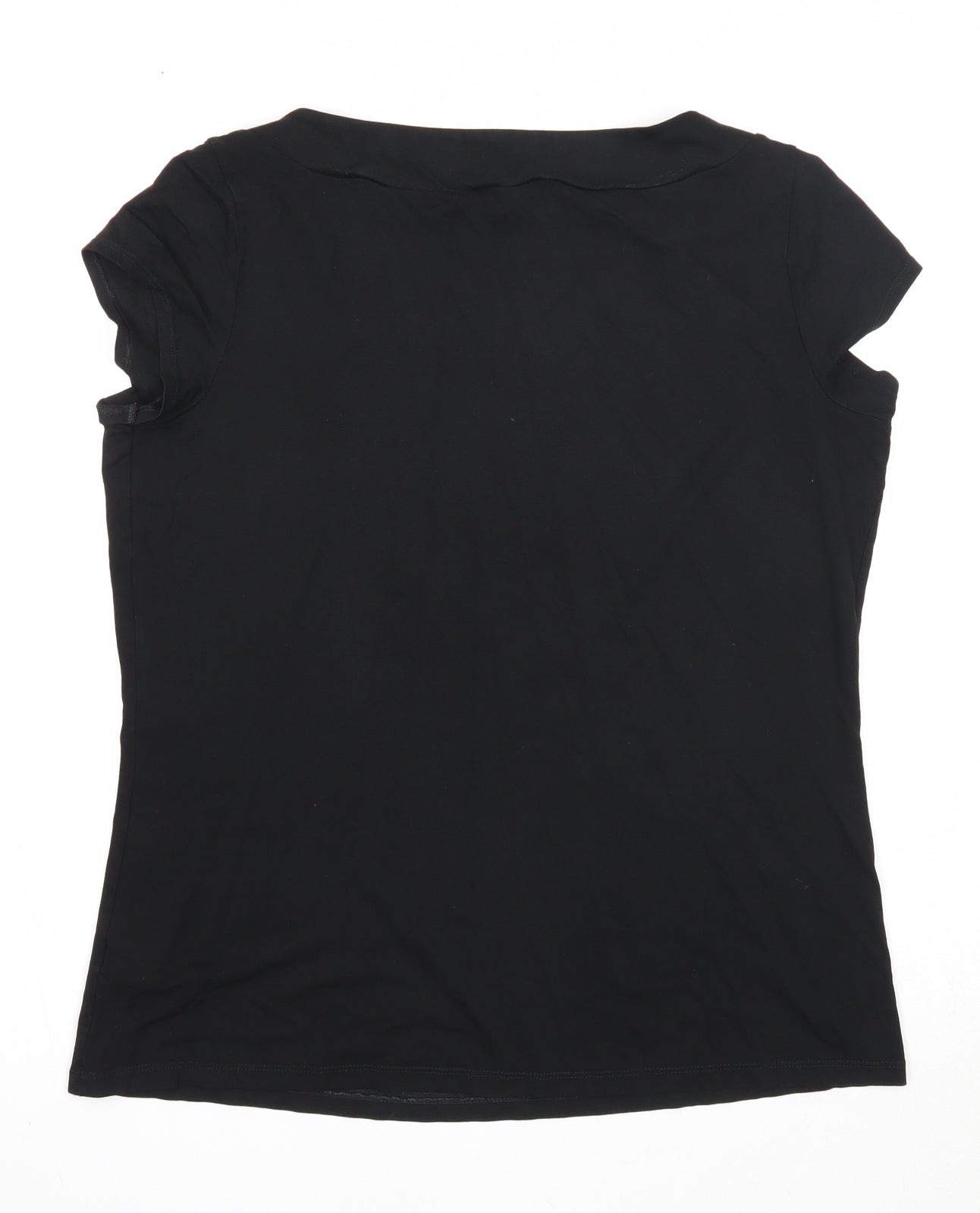 Marks and Spencer Womens Black Cotton Basic T-Shirt Size 14 Round Neck