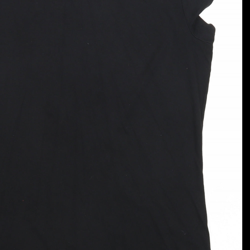 Marks and Spencer Womens Black Cotton Basic T-Shirt Size 14 Round Neck