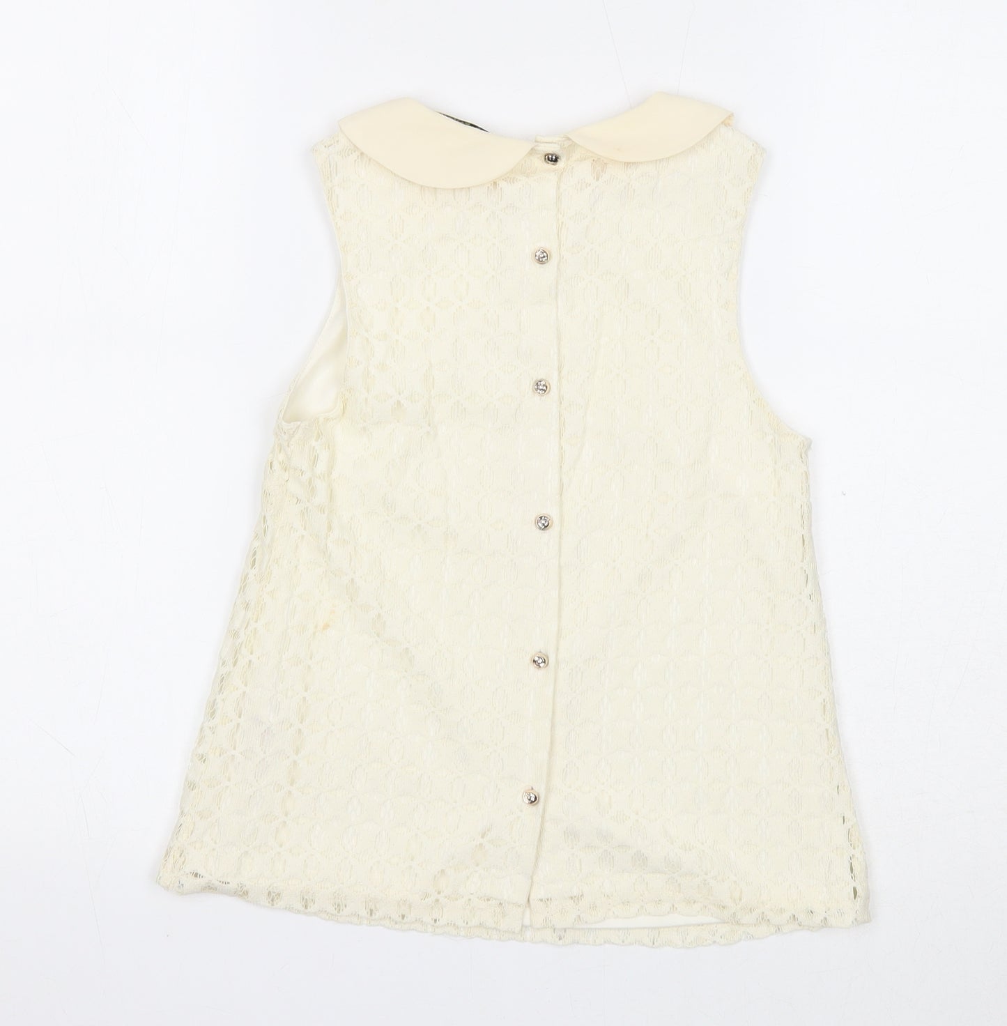 Miss Selfridge Womens White Geometric Cotton Basic Tank Size 6 Collared