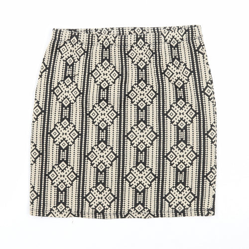FOREVER 21 Womens Beige Geometric Cotton A-Line Skirt Size S