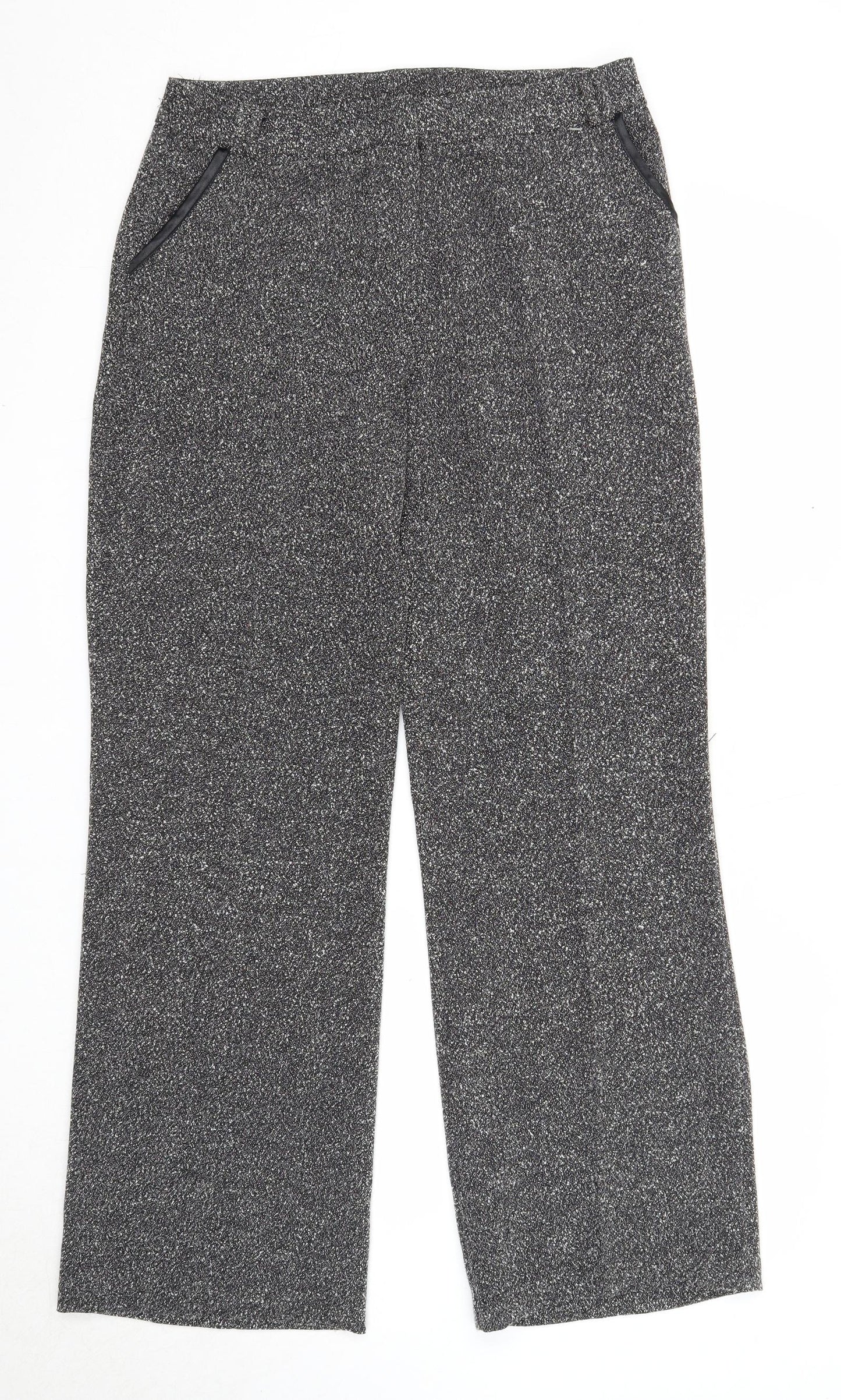 Editions Womens Grey Polyester Trousers Size 12 Regular Zip