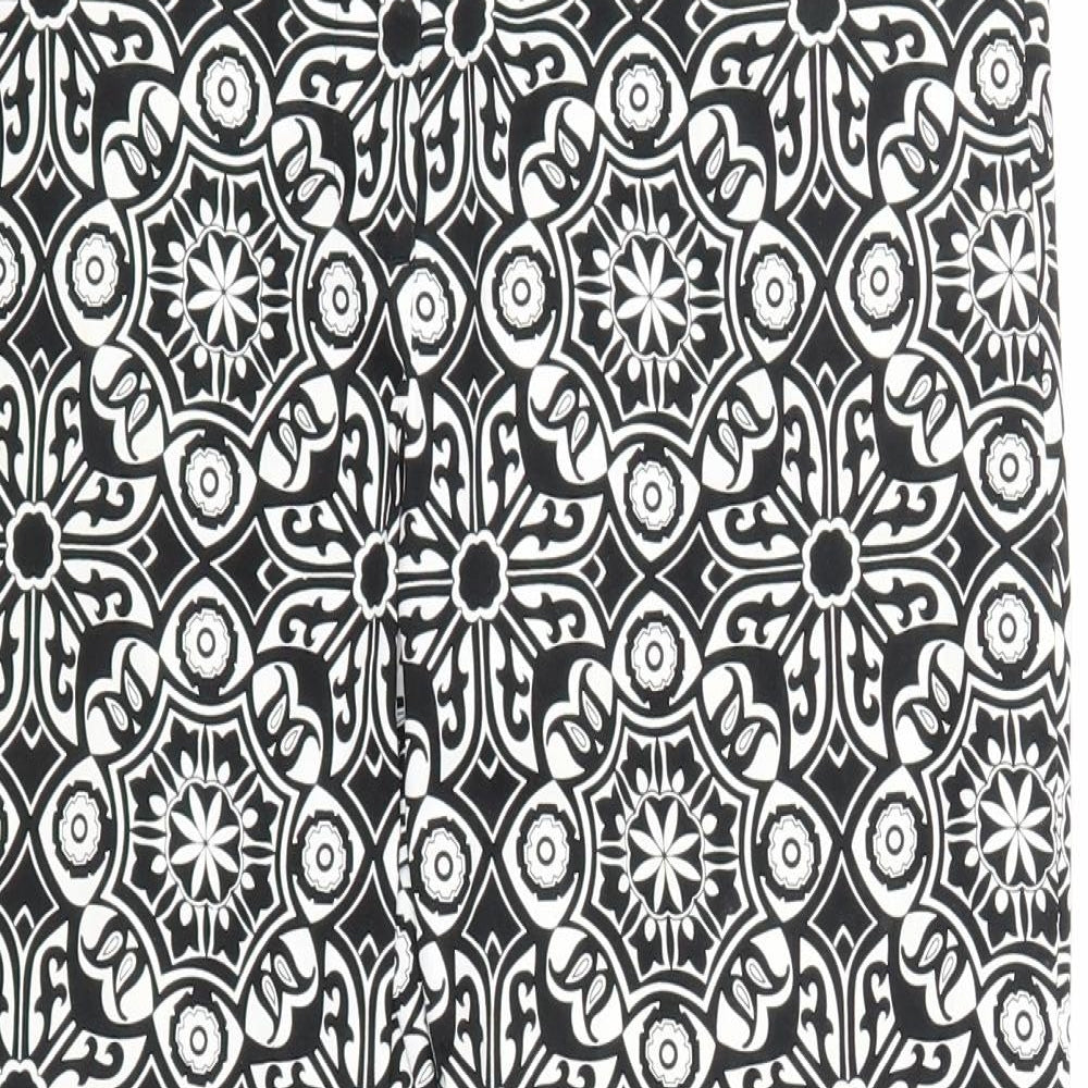 Talbots Womens Black Geometric Cotton Trousers Size 4 Regular Zip