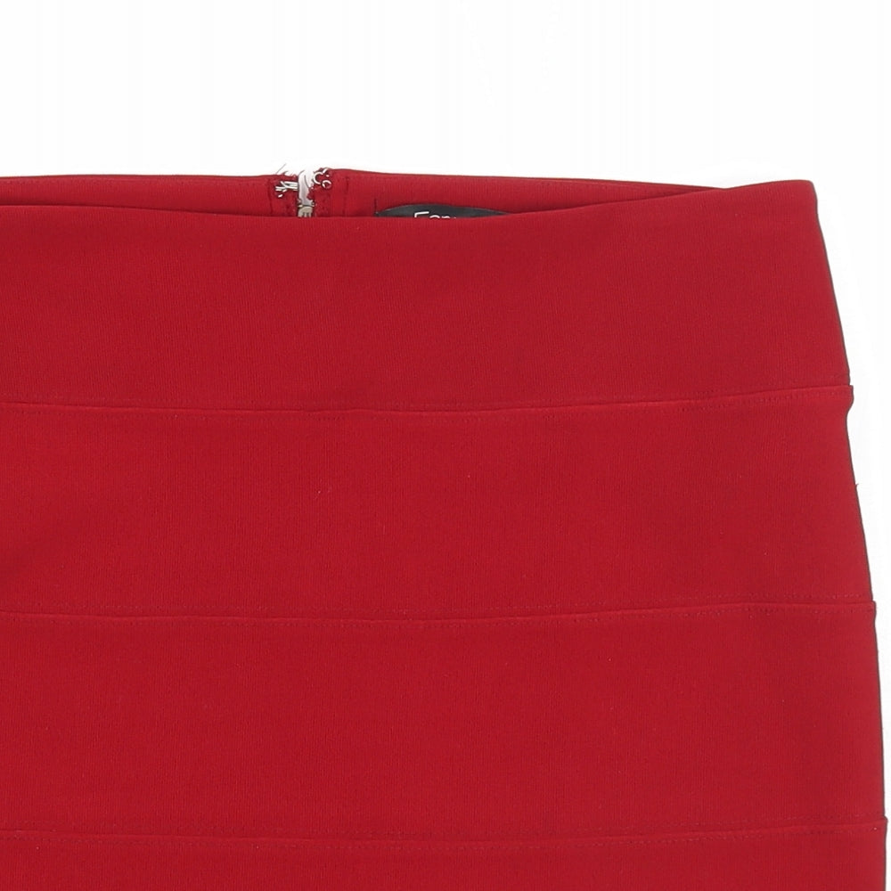 FOREVER 21 Womens Red Polyester Maxi Skirt Size M Zip
