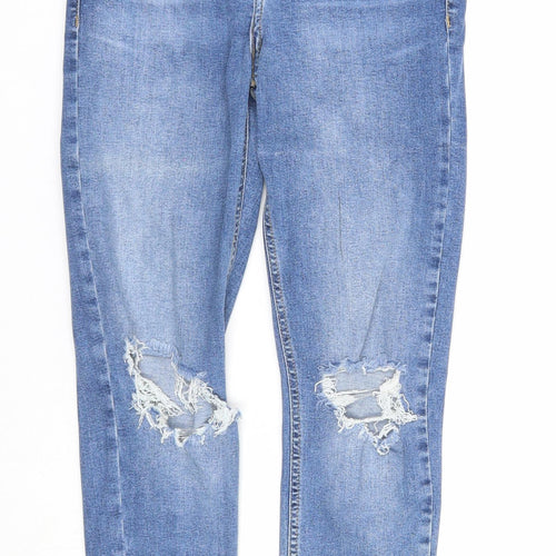 Topshop Womens Blue Cotton Skinny Jeans Size 26 in L30 in Regular Zip