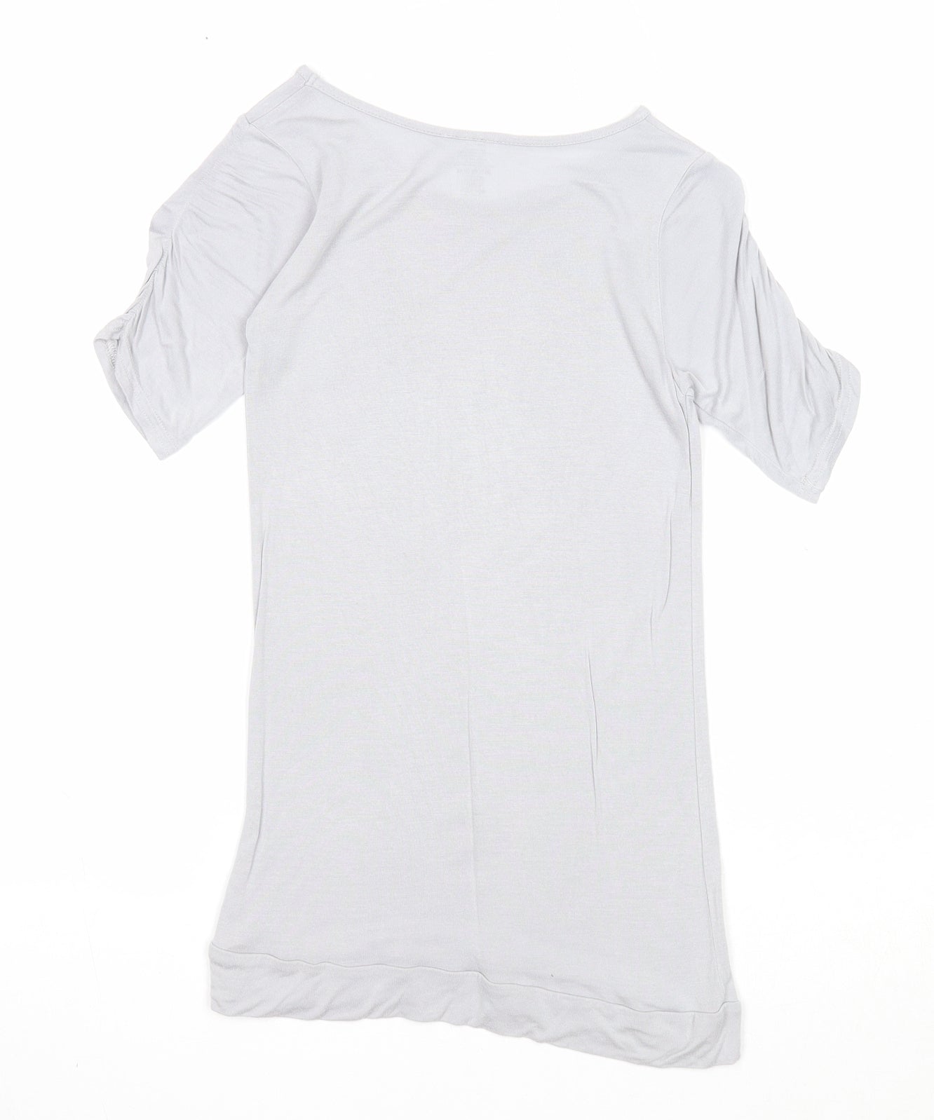 M&Co Girls Grey Viscose Basic Blouse Size 7-8 Years Round Neck Pullover - Butterfly Print