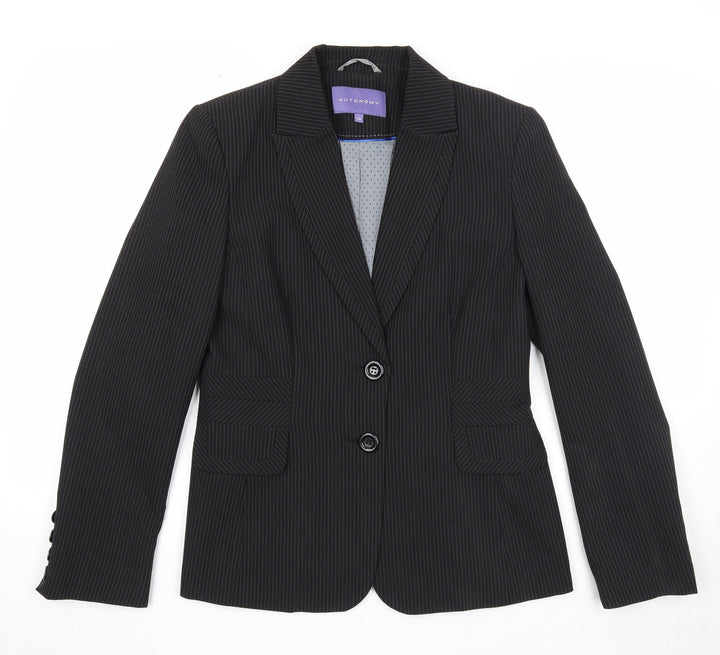 Autonomy Womens Black Striped Polyester Jacket Suit Jacket Size 14