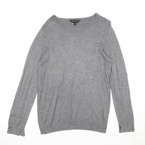 Dorothy Perkins Womens Grey Boat Neck Viscose Pullover Jumper Size 16