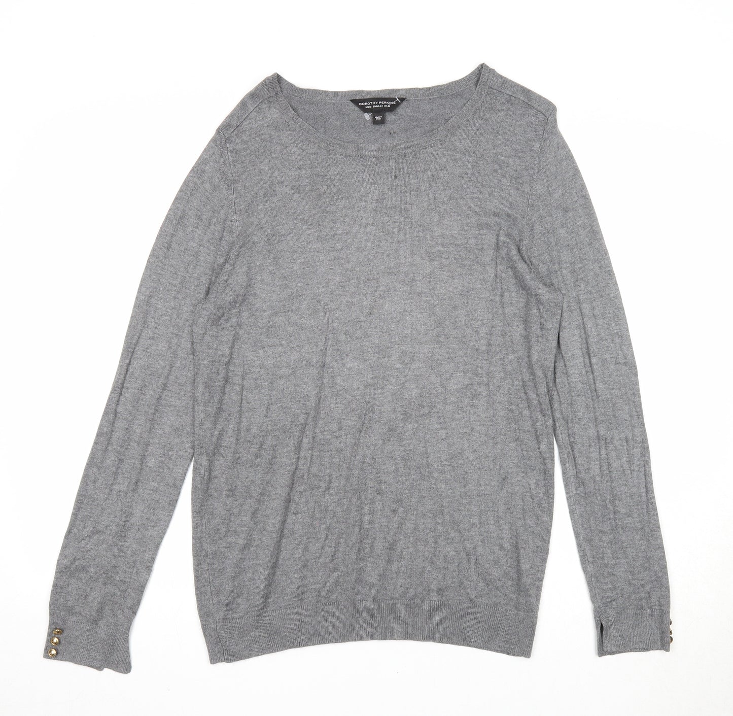 Dorothy Perkins Womens Grey Boat Neck Viscose Pullover Jumper Size 16