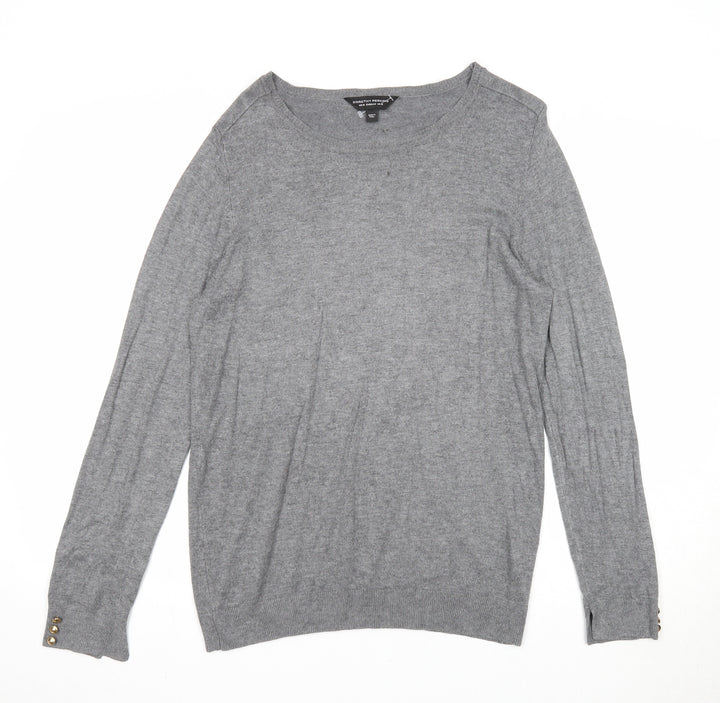 Dorothy Perkins Womens Grey Boat Neck Viscose Pullover Jumper Size 16
