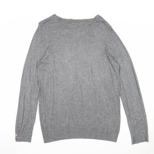 Dorothy Perkins Womens Grey Boat Neck Viscose Pullover Jumper Size 16